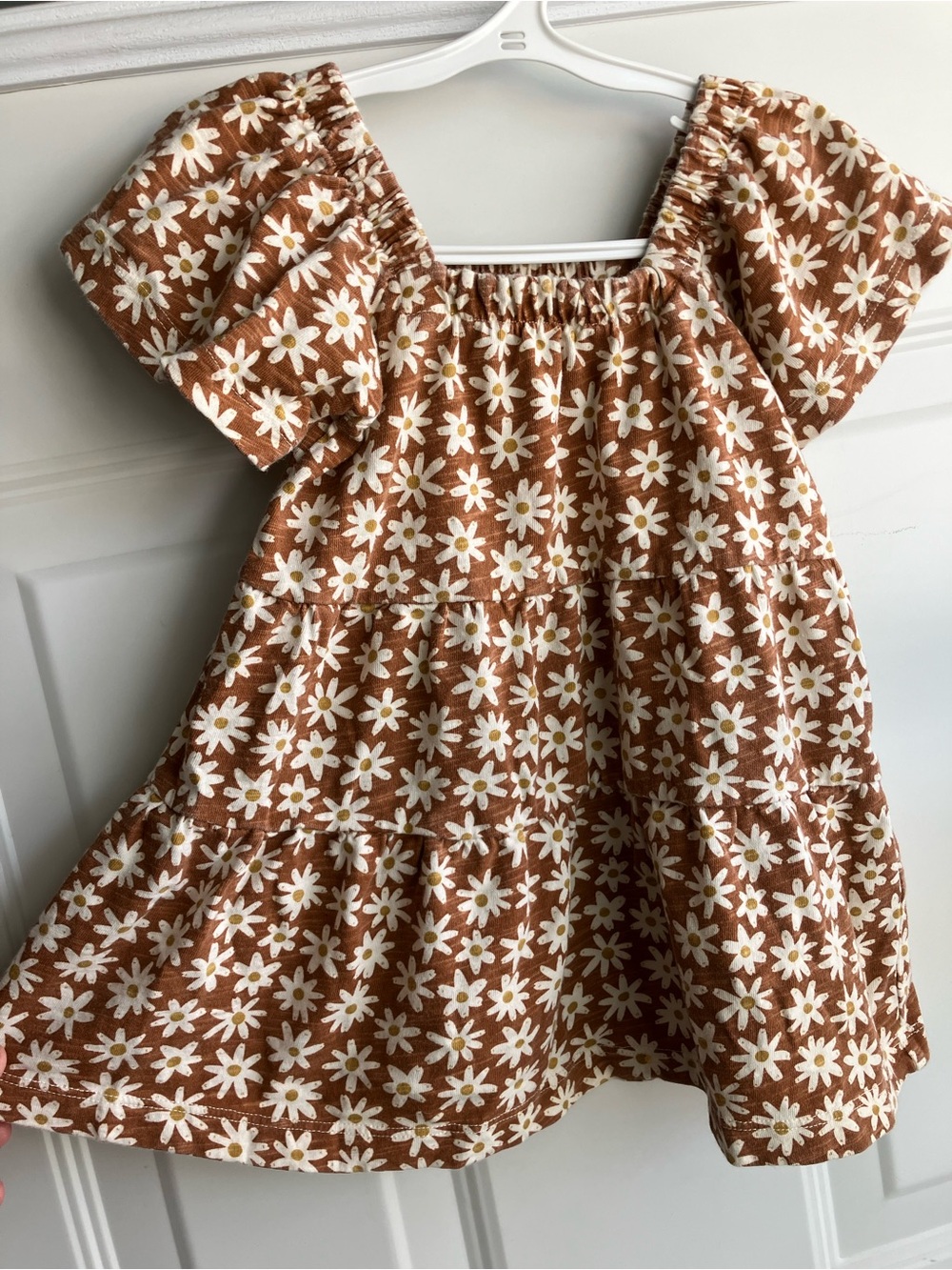 Rylee + Cru Agnes dress Daisy print tiered brown 2T 3T